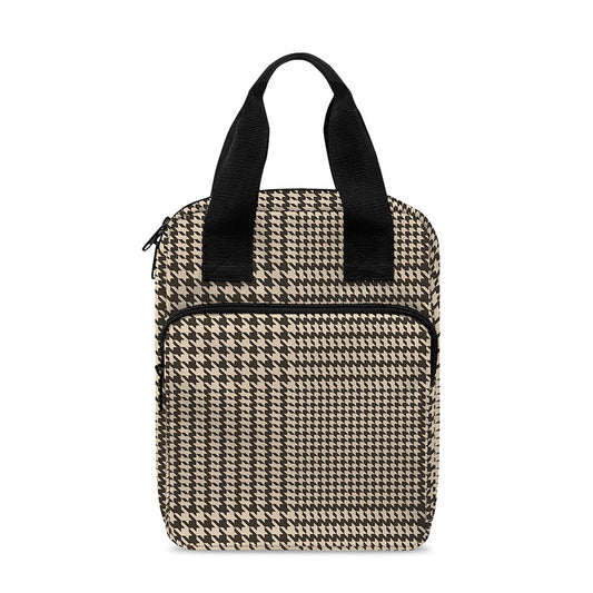 Brown And Beige Glen Plaid Print Bible Tote Bag