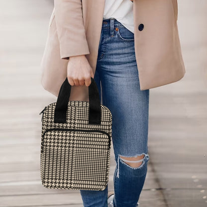 Brown And Beige Glen Plaid Print Bible Tote Bag