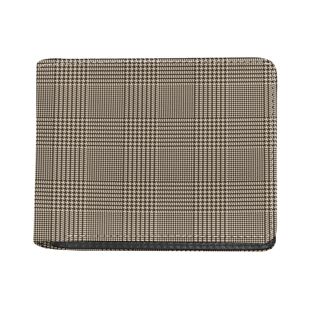 Brown And Beige Glen Plaid Print Bifold Wallet