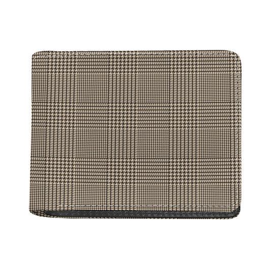 Brown And Beige Glen Plaid Print Bifold Wallet