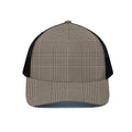 Brown And Beige Glen Plaid Print Black Mesh Trucker Hat