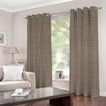 Brown And Beige Glen Plaid Print Dimout Grommet Curtains