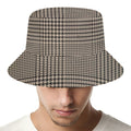 Brown And Beige Glen Plaid Print Bucket Hat