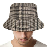 Brown And Beige Glen Plaid Print Bucket Hat