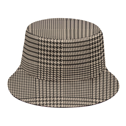 Brown And Beige Glen Plaid Print Bucket Hat
