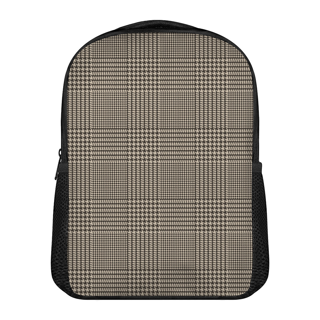 Brown And Beige Glen Plaid Print Casual Backpack