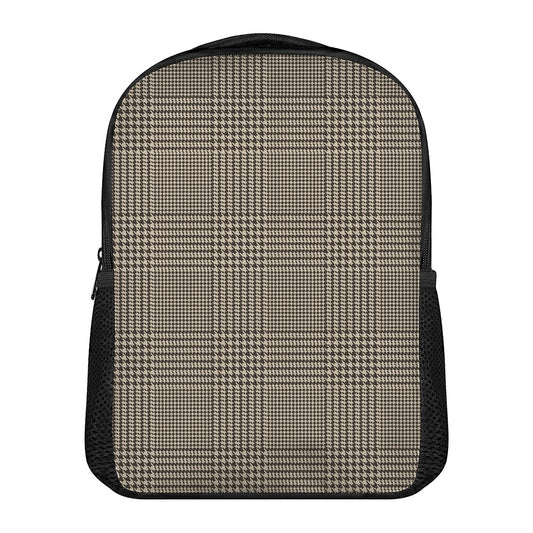 Brown And Beige Glen Plaid Print Casual Backpack