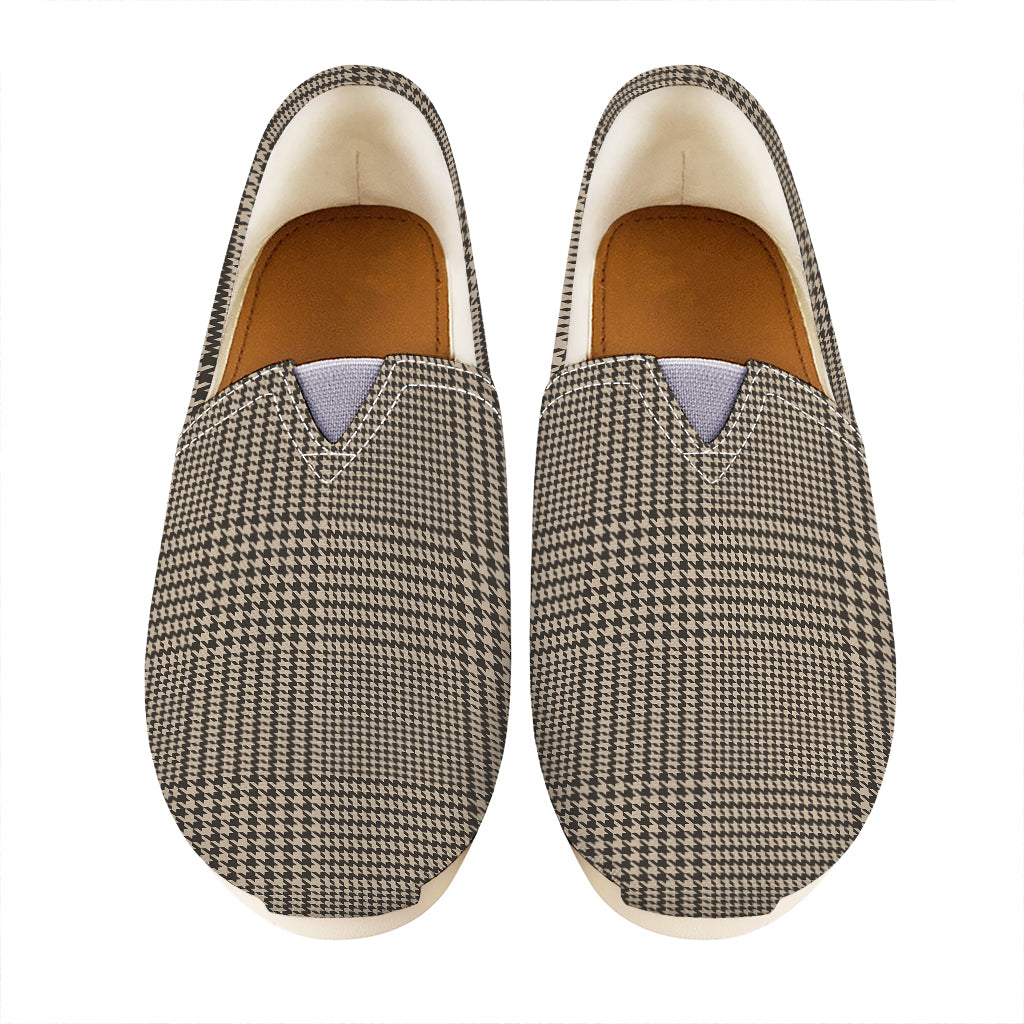 Brown And Beige Glen Plaid Print Casual Shoes