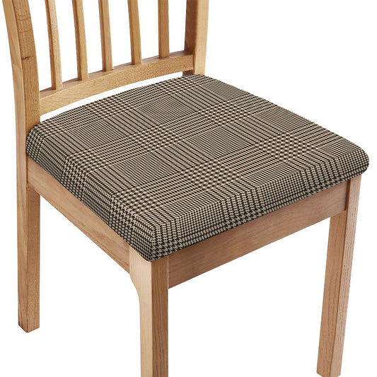Brown And Beige Glen Plaid Print Chair Cushion Cover