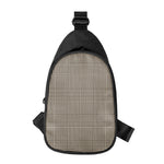 Brown And Beige Glen Plaid Print Chest Bag