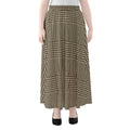 Brown And Beige Glen Plaid Print Chiffon Maxi Skirt