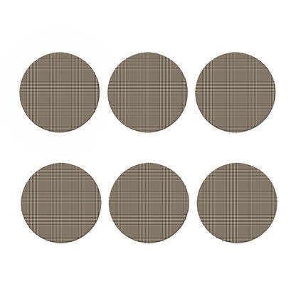 Brown And Beige Glen Plaid Print Coaster Set