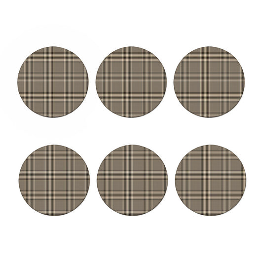 Brown And Beige Glen Plaid Print Coaster Set