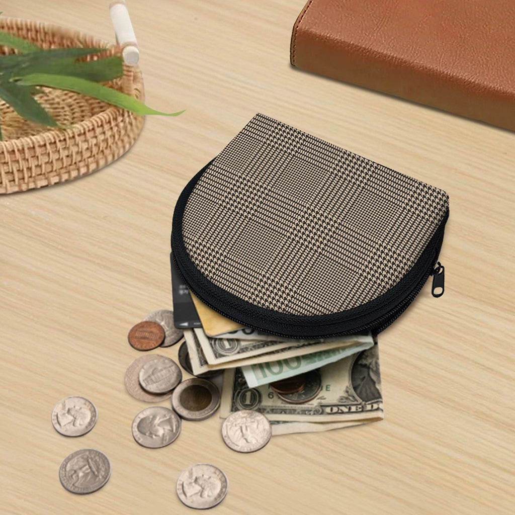 Brown And Beige Glen Plaid Print Coin Purse