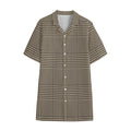 Brown And Beige Glen Plaid Print Cotton Hawaiian Shirt