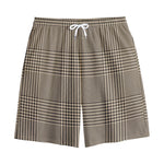 Brown And Beige Glen Plaid Print Cotton Shorts
