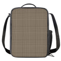 Brown And Beige Glen Plaid Print Crossbody Lunch Bag