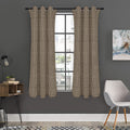 Brown And Beige Glen Plaid Print Grommet Curtain Panels