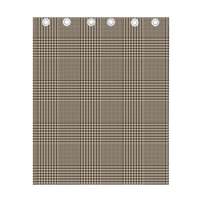 Brown And Beige Glen Plaid Print Curtain