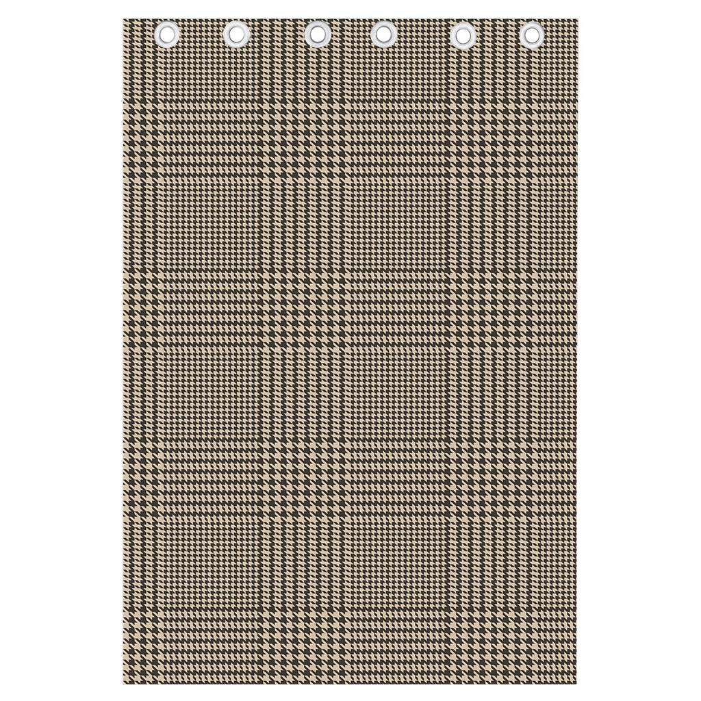Brown And Beige Glen Plaid Print Curtain