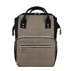 Brown And Beige Glen Plaid Print Diaper Bag