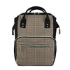 Brown And Beige Glen Plaid Print Diaper Bag