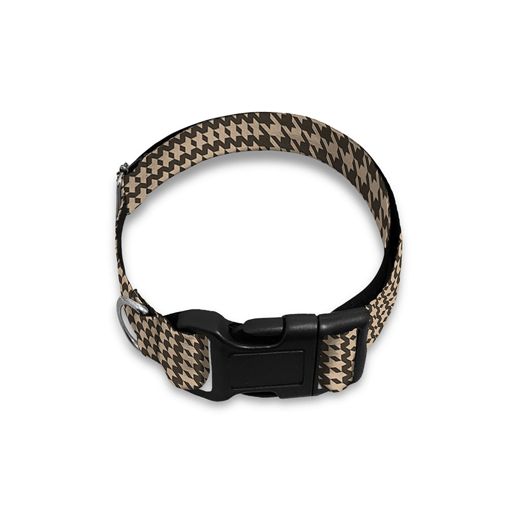 Brown And Beige Glen Plaid Print Dog Collar