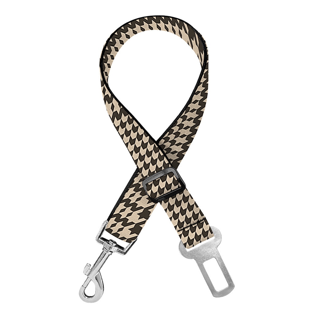 Brown And Beige Glen Plaid Print Dog Seat Belt
