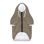 Brown And Beige Glen Plaid Print Dog Zip Up Hoodie