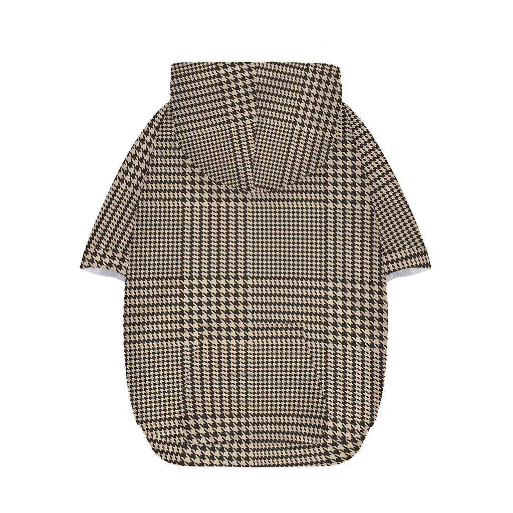 Brown And Beige Glen Plaid Print Dog Zip Up Hoodie