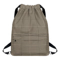 Brown And Beige Glen Plaid Print Drawstring Backpack