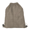 Brown And Beige Glen Plaid Print Drawstring Bag