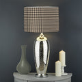 Brown And Beige Glen Plaid Print Drum Lamp Shade