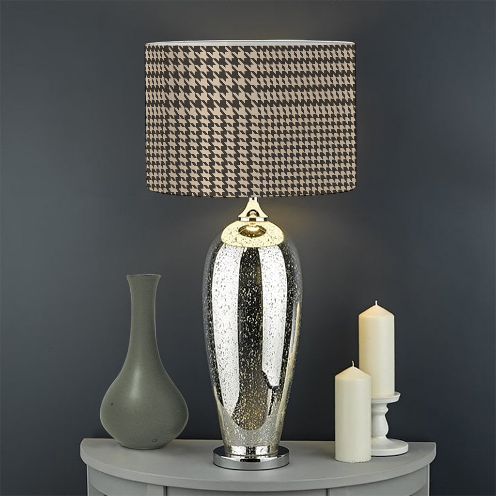 Brown And Beige Glen Plaid Print Drum Lamp Shade