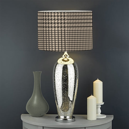 Brown And Beige Glen Plaid Print Drum Lamp Shade