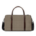 Brown And Beige Glen Plaid Print Duffel Bag
