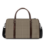 Brown And Beige Glen Plaid Print Duffle Bag