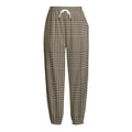 Brown And Beige Glen Plaid Print Fleece Lined Knit Pants