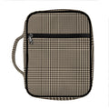 Brown And Beige Glen Plaid Print Front Pocket Bible Bag