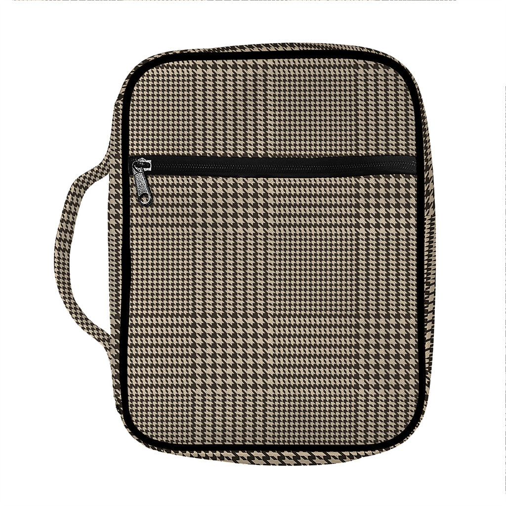 Brown And Beige Glen Plaid Print Front Pocket Bible Bag