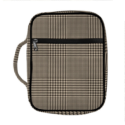 Brown And Beige Glen Plaid Print Front Pocket Bible Bag