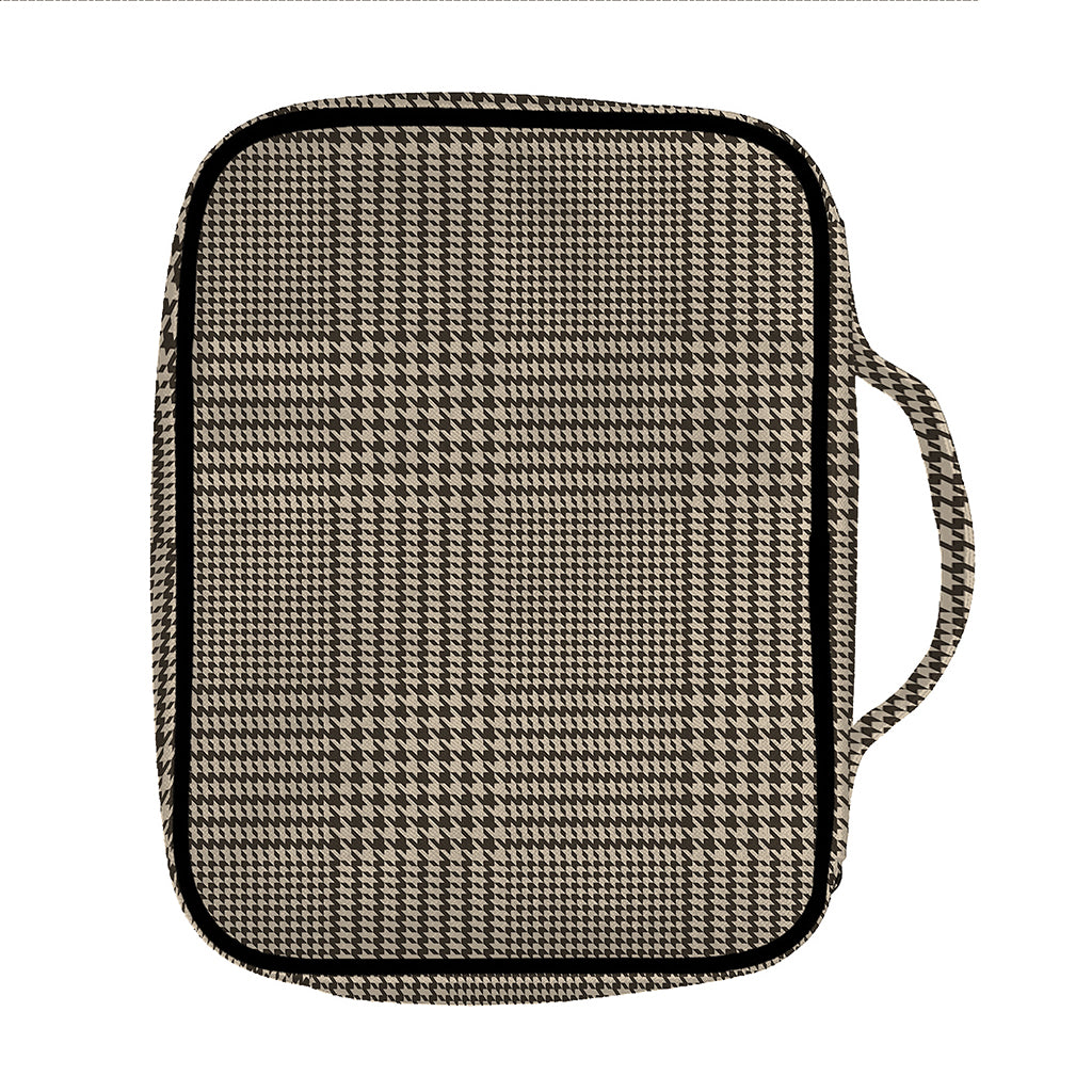 Brown And Beige Glen Plaid Print Front Pocket Bible Bag