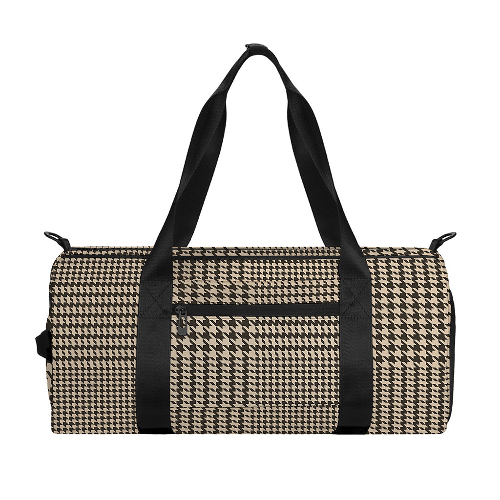 Brown And Beige Glen Plaid Print Gym Bag