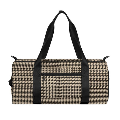 Brown And Beige Glen Plaid Print Gym Bag