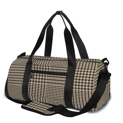 Brown And Beige Glen Plaid Print Gym Bag