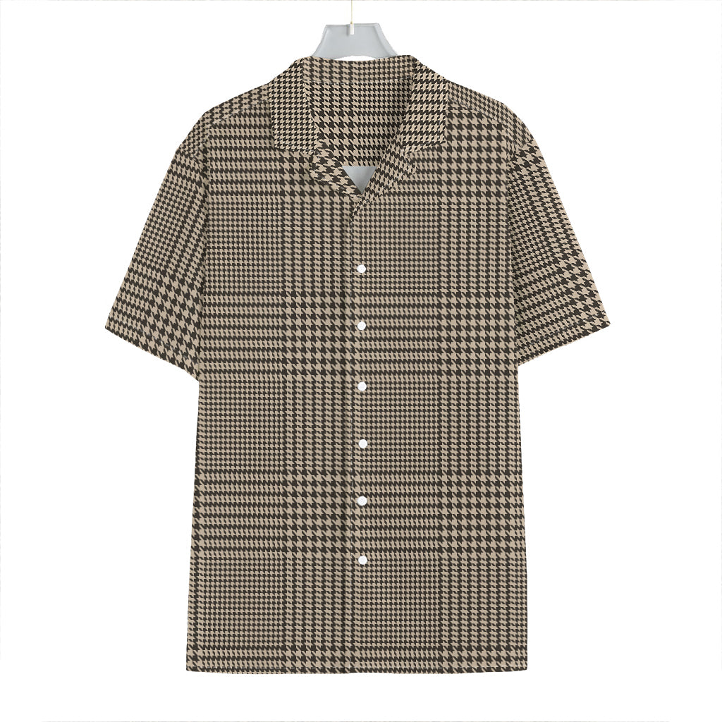 Brown And Beige Glen Plaid Print Hawaiian Shirt