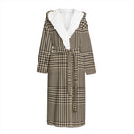Brown And Beige Glen Plaid Print Hooded Bathrobe