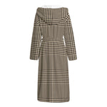 Brown And Beige Glen Plaid Print Hooded Bathrobe