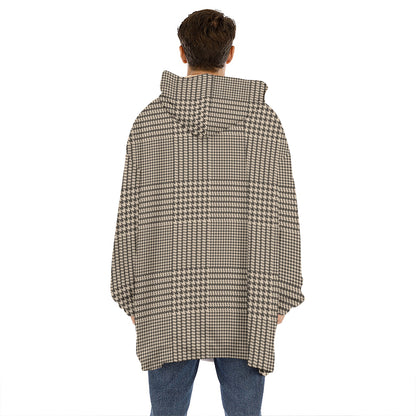 Brown And Beige Glen Plaid Print Hoodie Blanket