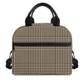 Brown And Beige Glen Plaid Print Insulated Lunch Bag